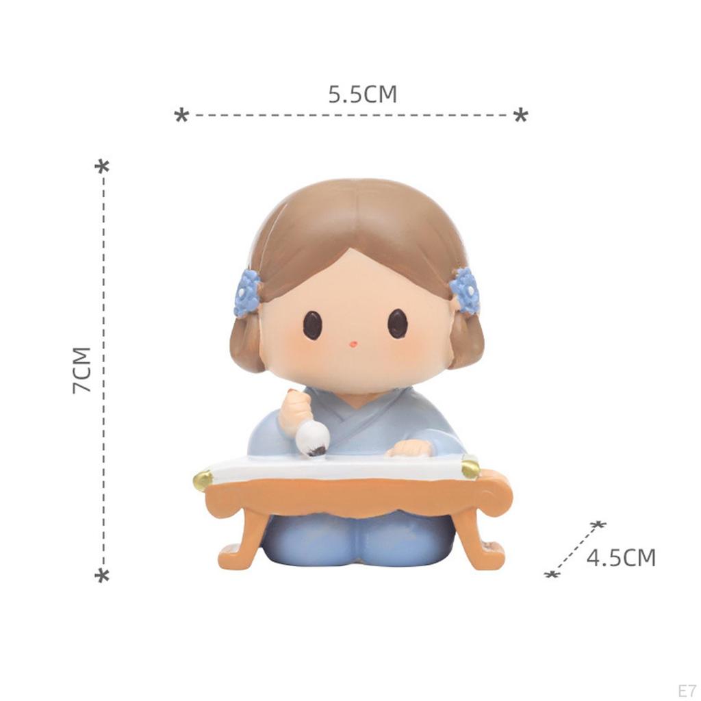 Girl Statue Desktop Ornament Miniature Table Sculpture for Shelf Home Decor