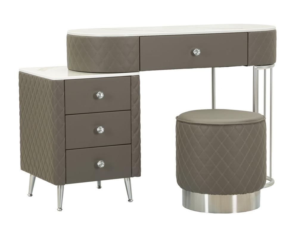 Bed Desk Sharon Grey With Stool Silver Legs Cm 120X40X75 (Stool Size Ø36X39)
