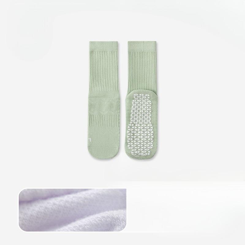 Female Autumn Yoga Towel Bottom Shock Sports Silicone Sweat Absorption Non Slip In The Tube Cotton Socks