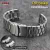 Solidny Stalowy Pasek do Zegarka 18/20/22/24mm Srebrny Metalowy Zakrzyńczony Koniec Podwójnie Składany Zapięcie Bransoleta Pasek do Zegarka dla Seiko