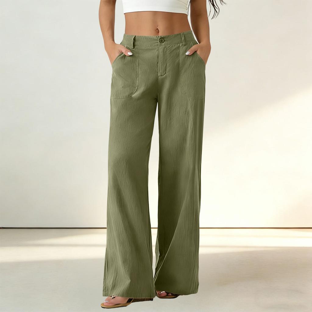 Damen Vintage High Waist Weite Hosen Lockerer Schnitt Lässige Gerade Hosen mit Taschen Geeignet für den Alltag