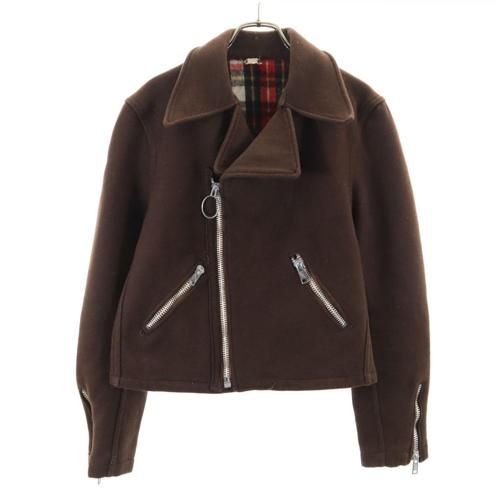 

VINTAGE 70s Melton Double riders jacket Brown Women Used