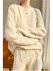 2022 Fall/Winter Women's 100% Wool Casual Knit Sweater & Cashmere Sweatshirt Set