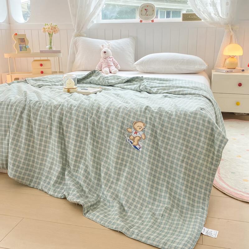 TEDDY ISLAND Double-Layer Embroidered Tussah Silk Quilt