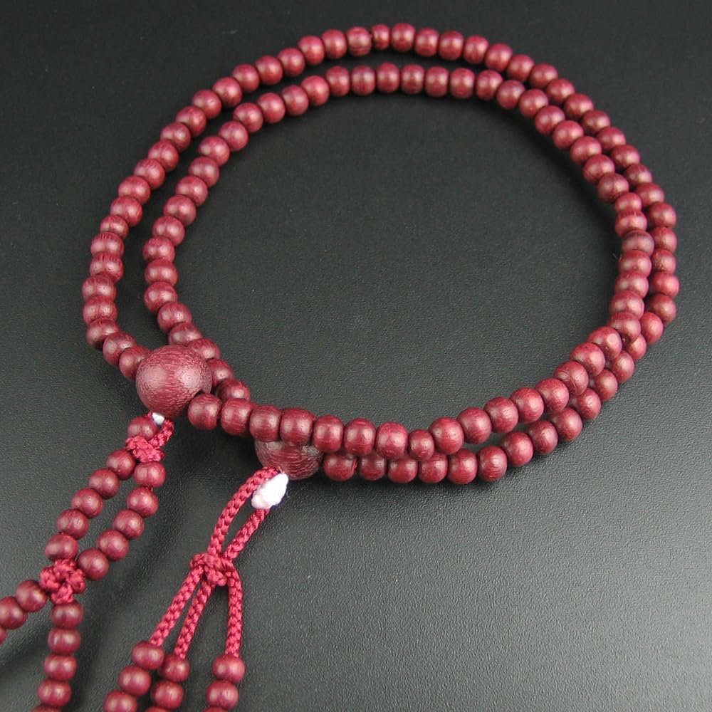 WONDERFUL LOTUS Myo  Lotus  Flower Women's Prayer Beads for Nichiren Buddhism, Purple Heart, 8-inch Round Beads, Small Size, Purple, Natural Wood