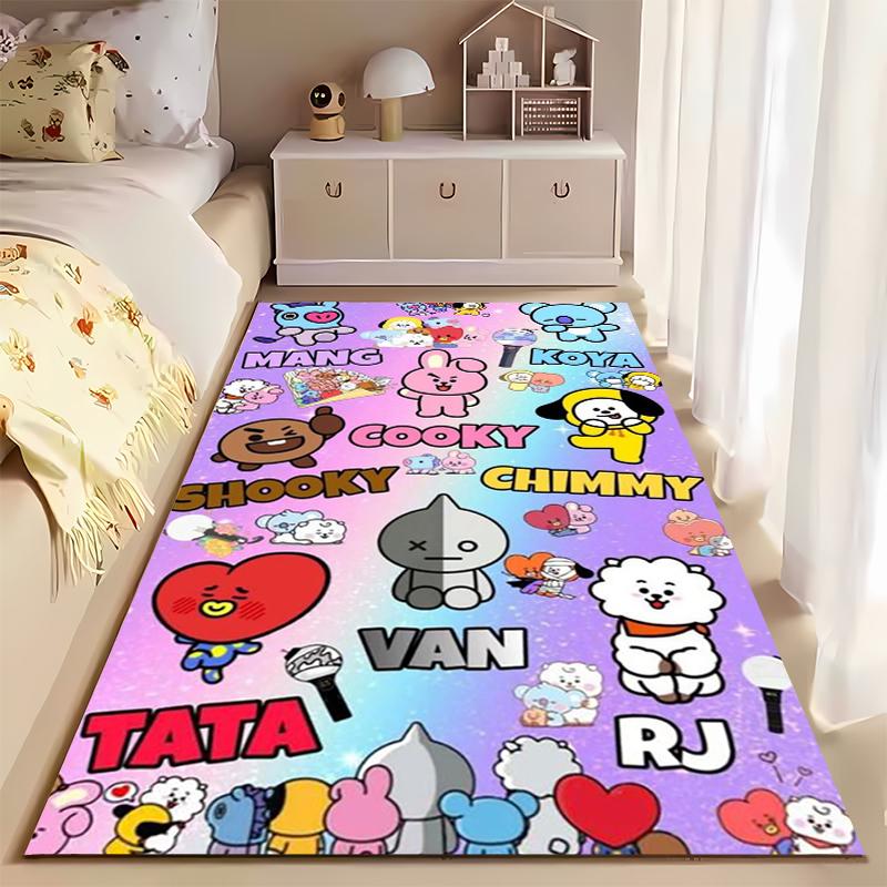 "Colorful Cartoon Character Carpet with Fun BT21 Designs for Kids" Suitable for Use As an Anti-slip for Living Room Bedroom Sofas