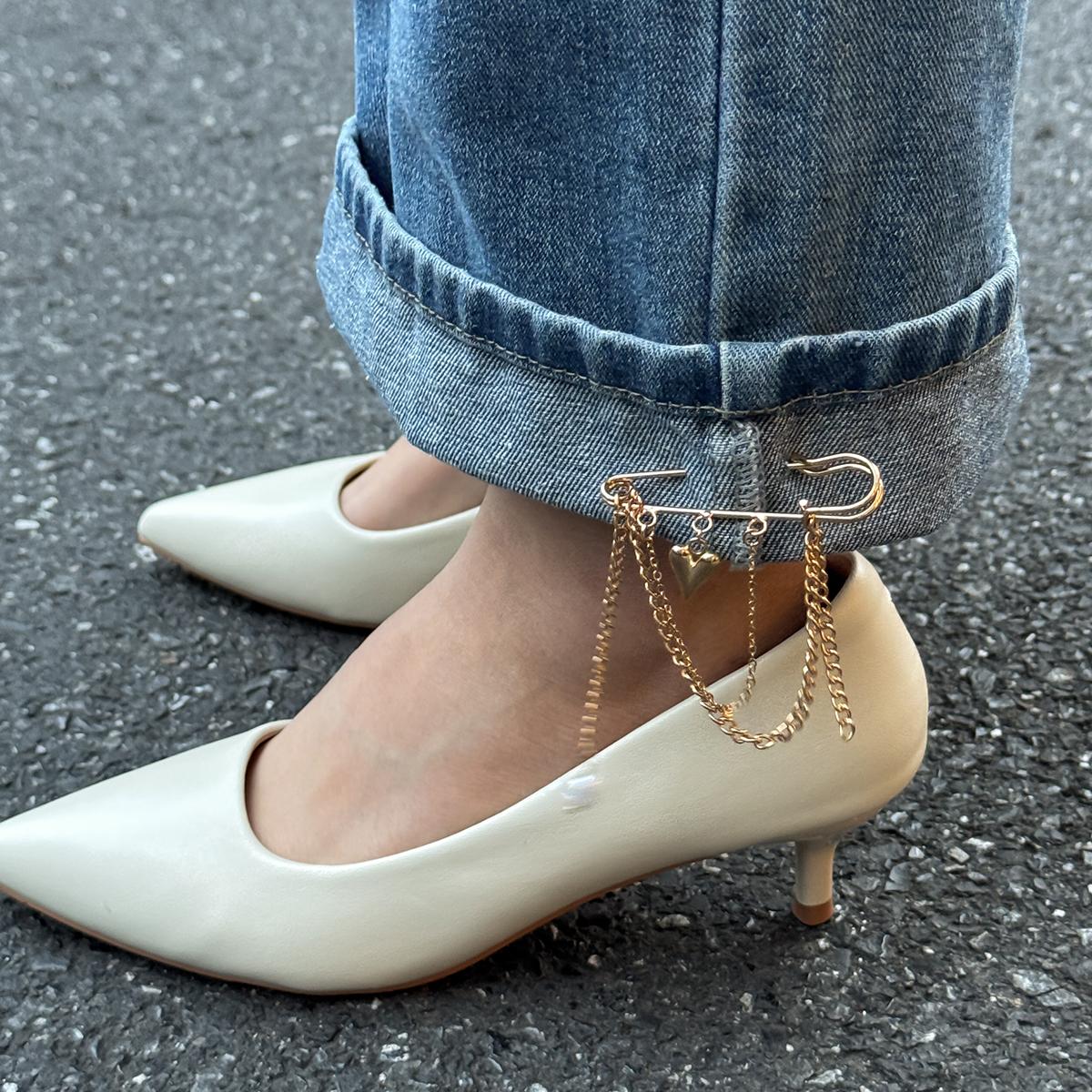 

Ingemark Exquisite Elegant Imitation Pearls Pendant Anklet Women Vintage Simple Gold Color Heart Metal Thin Foot Chain Jewelry
