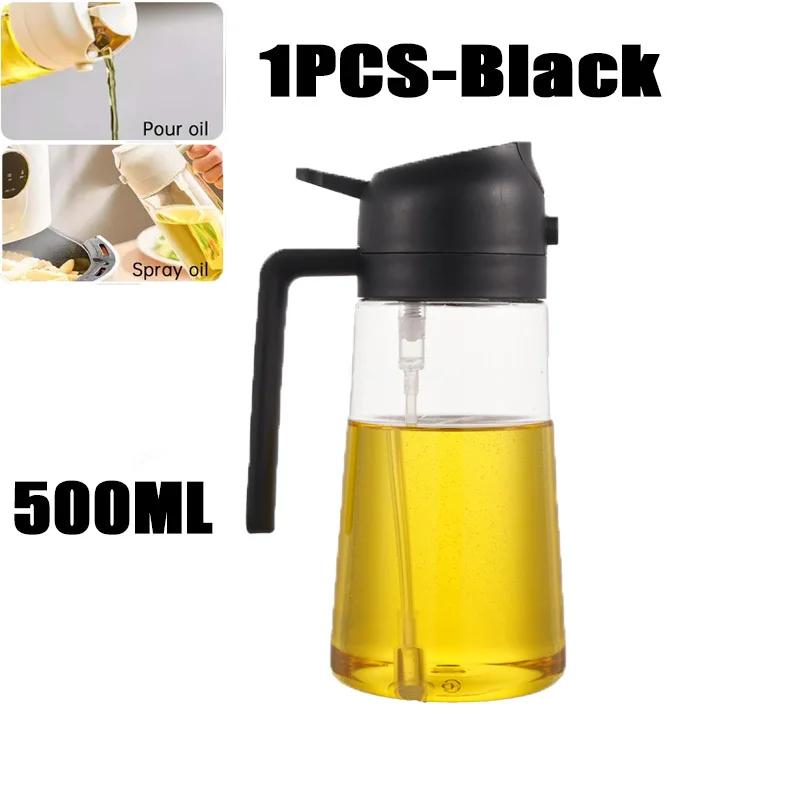 2in1 Oil Sprayer Plastic Bottle for Cooking Anti-leakage Olive Oil Storage Bottle for BBQ Air Fryer Steak Salad Kitchen Supplies