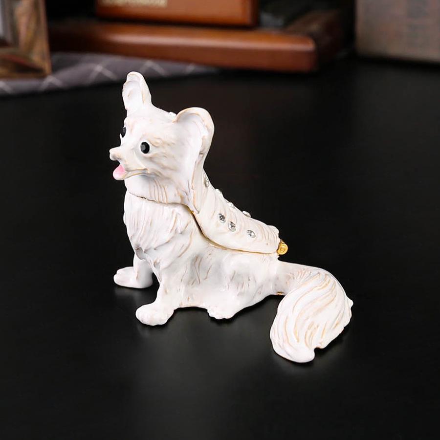 New White Puppy Jewelry Box Jewelry Storage Box Ring Stud Earrings Jewelry Storage Flip Dresser Small Ornament