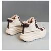 New Padded Womens Shoes  Winter Mid-top Thickened Plate Shoes Autumn Spell Color Thick Bottom Heightening Casual Sneakers