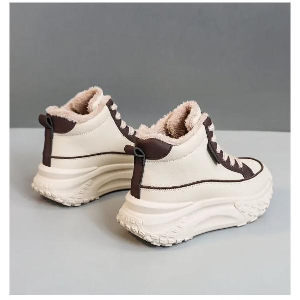 New Padded Womens Shoes  Winter Mid-top Thickened Plate Shoes Autumn Spell Color Thick Bottom Heightening Casual Sneakers