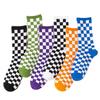 3 Pairs Women Cotton Socks Funny Black White Squares Plaid Casual Socks Breathable Middle Tube Socks