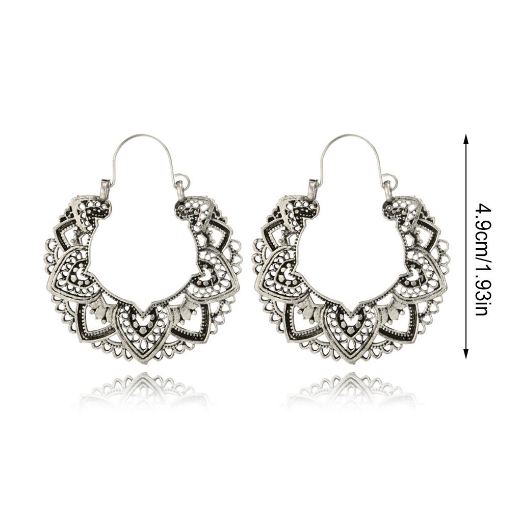 Kolczyki wiszące Vintage Okrągłe kolczyki koła Antyczne ażurowe wzory Prezent rocznicowy Biżuteria Wisiorek Letnia impreza Plaża