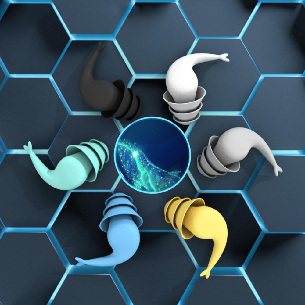 

Soundproof Soft Silicone Earplugs Ear Protection Sleep Soundproofing Earplug Diving синий