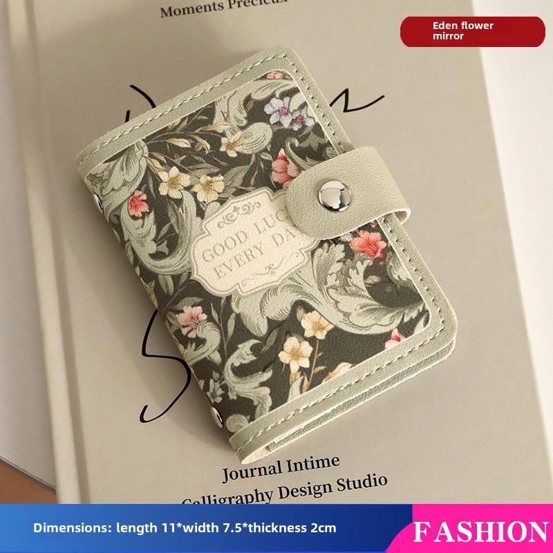 2024 Women's Floral Multi-Slot ID & Bank Card Holder - Retro Oil Painting Design, Large Capacity