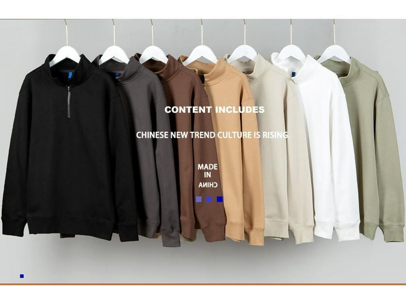 350g Heavyweight Stand Collar Half-Zip Hoodie for Outdoor Sports - Plain Color, High Quality, Spring & Autumn Wear