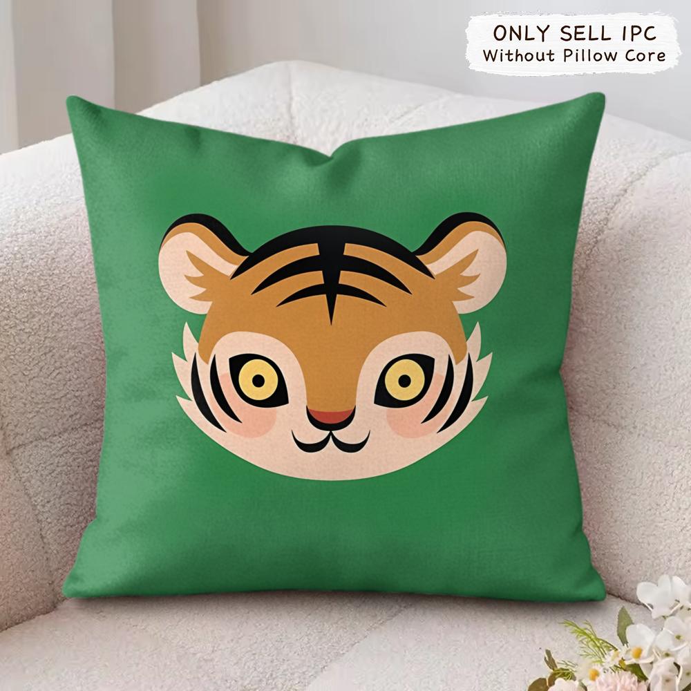 Cute Animal Cushion Cover Soft Plush Fabric DoubleSided Printed Cushion Covers for All Seasons Modern Home Decor