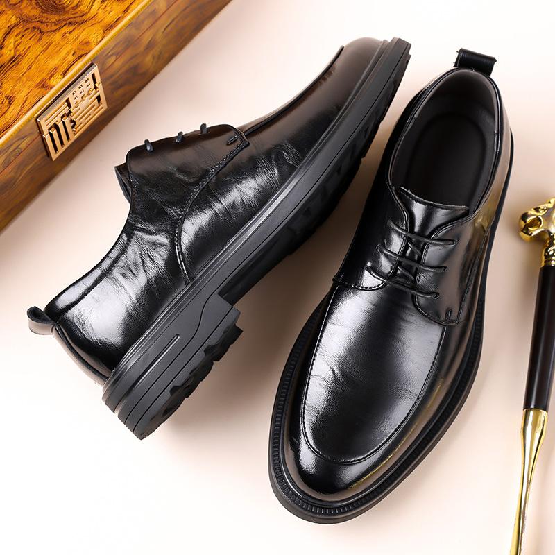 

New Designer Black Lace Dress Shoes for Men Fashion Business Casual Shoes Male British Style Office Leather Shoe Man 38