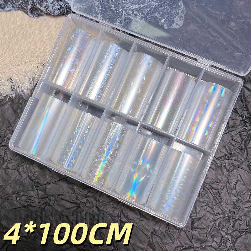 1 Set 10 Patterns Nail Foil Transfer Paper Metal Stickers For Professional DIY Nail Art Salon Home Decor