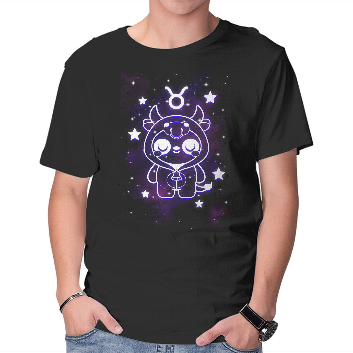 Unisex Crew Neck T-Shirt Cute Taurus Graphic Short Sleeve Casual Tee XXXL