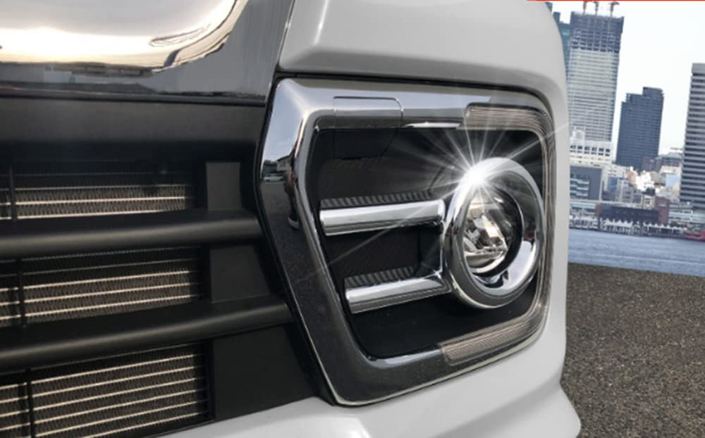 Grille Down Mould Garnish Front Fog Lamp Cover Rim for Suzuki Spacia Custom HYBRID XS Turbo [HIGH FLYING] & (Glossy ABS) (MK53S) 2017-2021 (6 Pieces)