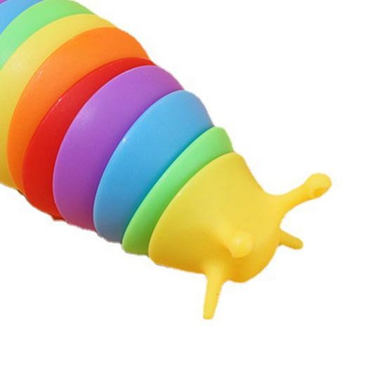 Fidget Slug Toy Colorful Cute 3D Articulated Stim Toy Wrist Strength Exercise Stress Relief Funny Sensory Squeezing Slug Toy Decompression Toy Boys