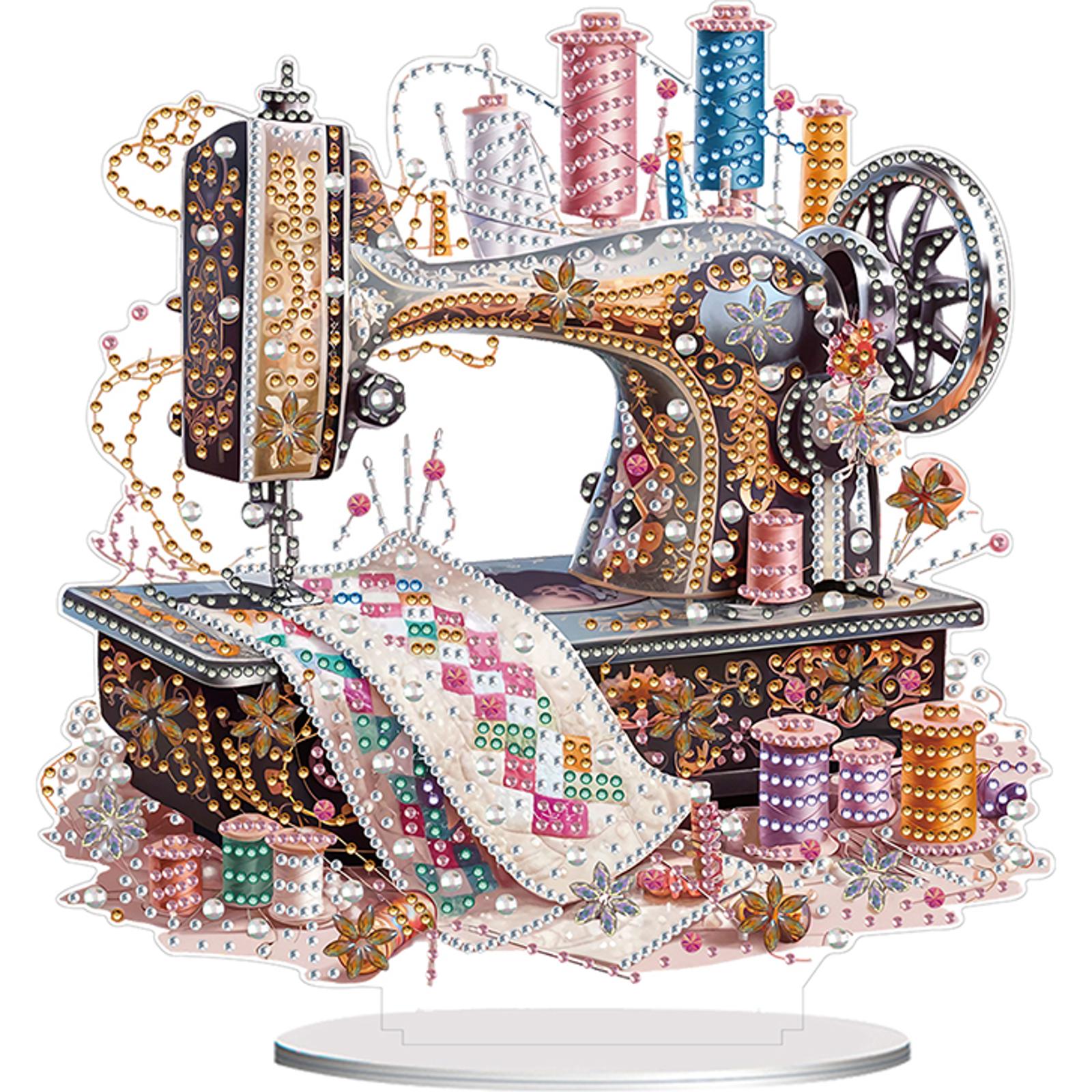 

2D Flat Stitch Machine DIY Desktop Diamond Art Kits Diamond Painting Desktop Ornaments Kit for Home Office Desktop Decor