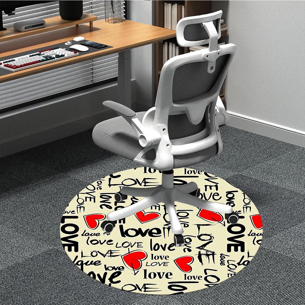 

1pc Love, Heart Chair Carpet for Office, Round Polyester Mat, Indoor Decor for Office, Washable Non-slip Carpet yy251219137 80cm by 80cm