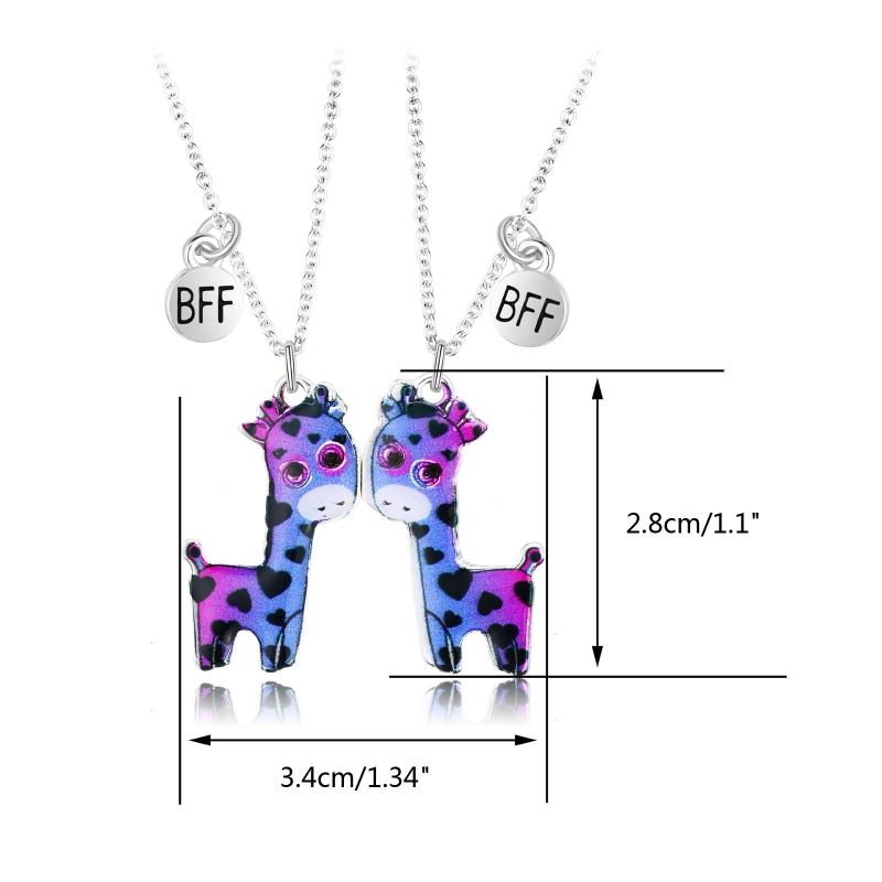 2Pieces/Set Heart Pendant Magnet Matching Necklace Colorful BFF Friend Girlfriend Relationship Gift Valentines Day