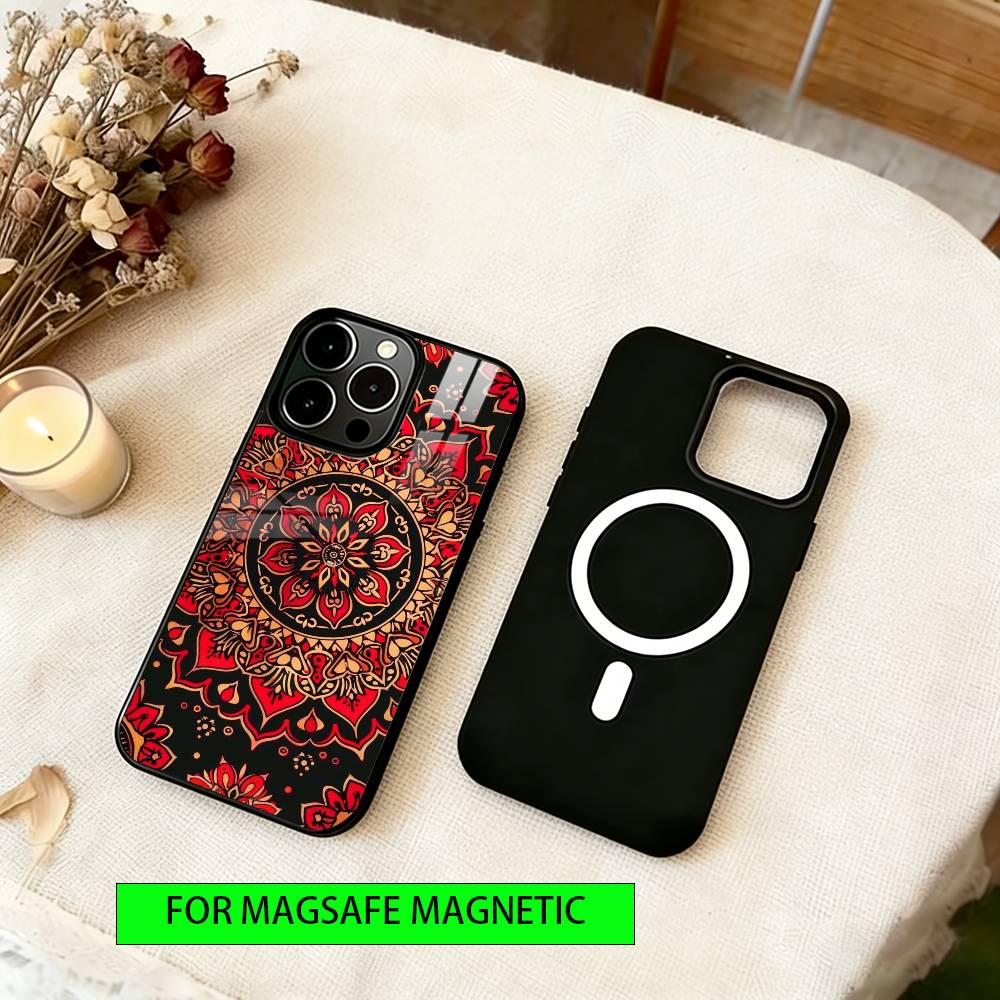 Persian Carpet Floral Pattern Phone Case For iPhone17,16,15,14,13,12,11 Plus,Pro Magnetic For Magsafe Wireless Charging