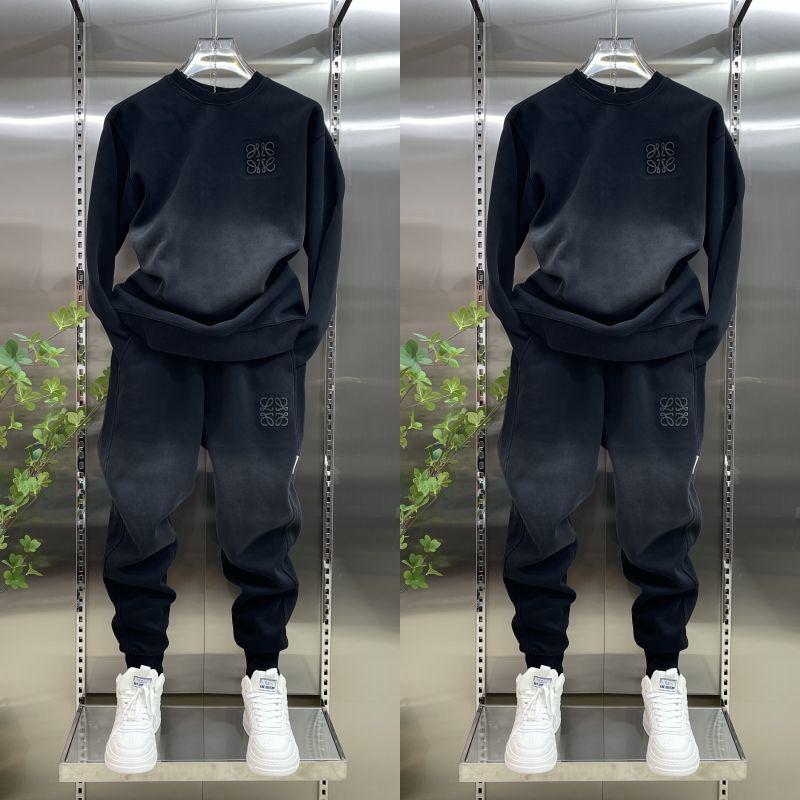 Men's Gradient Hoodie Set: Trendy Autumn/Winter Casual Slim-Fit Cotton Top