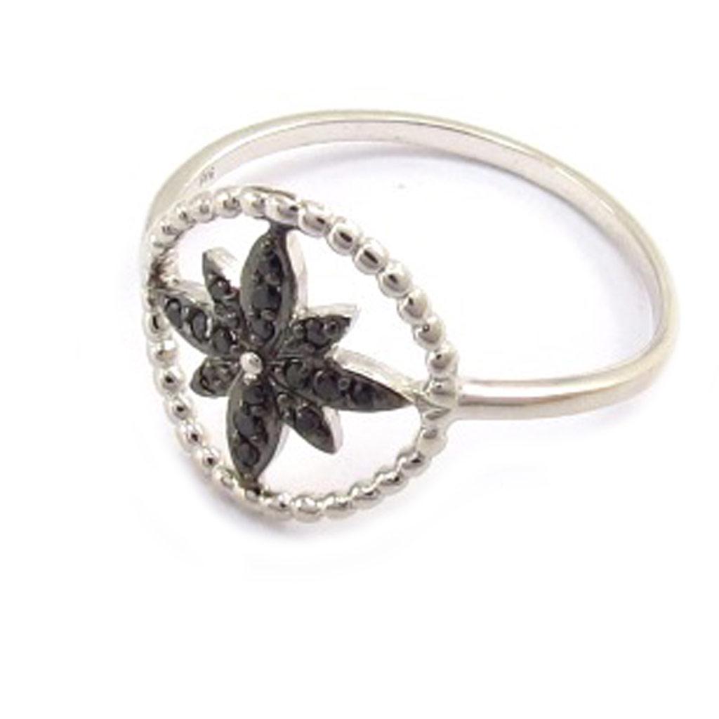 Silver Ring 'Scarlett' Black Silver (rhodium) - 12 Mm (sand Rose)