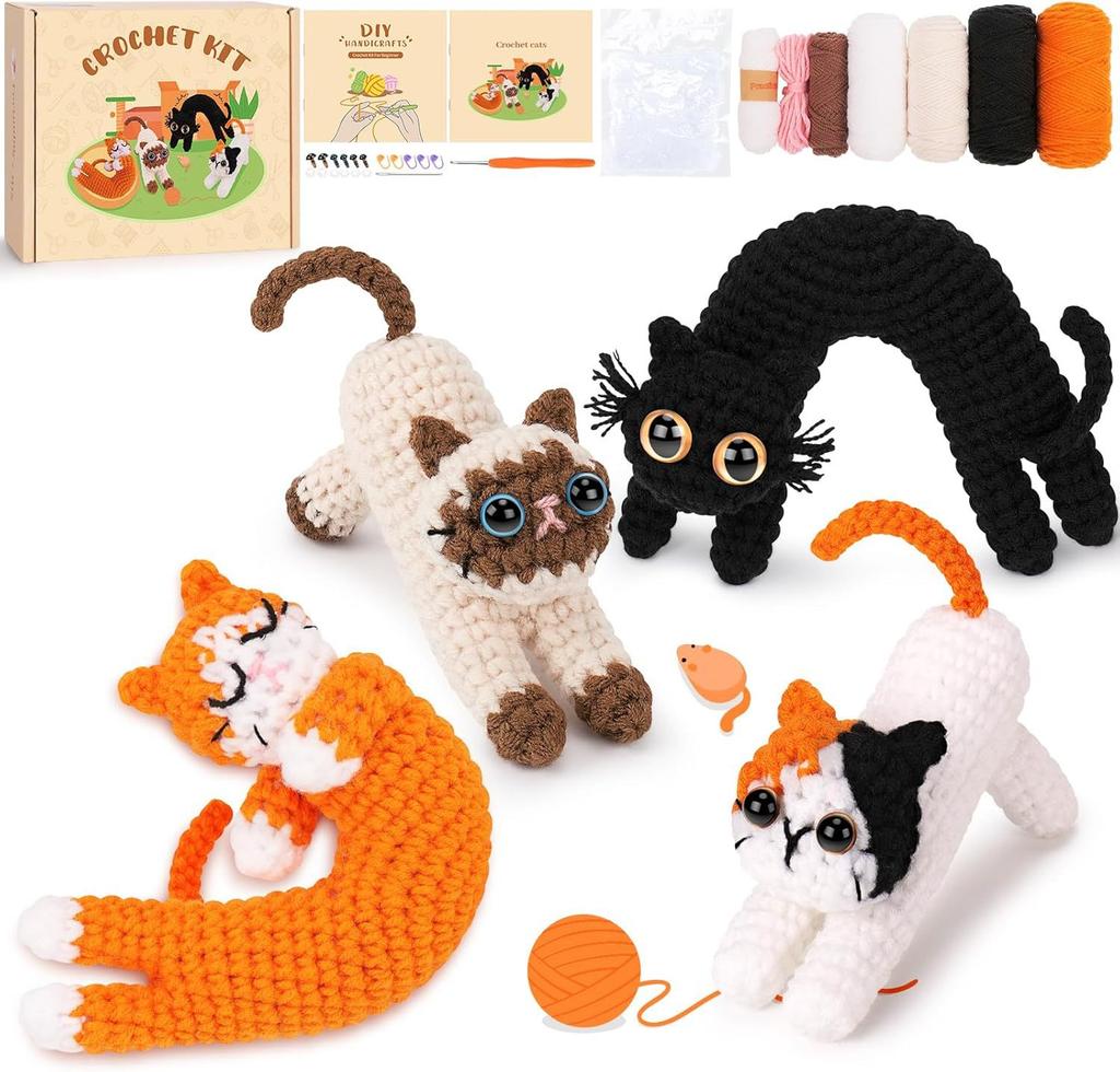 DIY Crochet Kit for Beginners, Complete Hand Knitting Supplies with Tools & Tutorial, Creative Doll Making Craft Set for Home Decor Gift