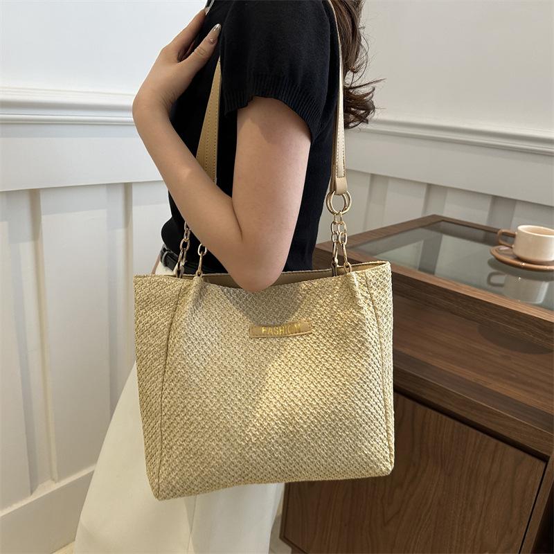 Women'S Bag Summer Fashion Small Tote Bag Textured Straw Shoulder Bag Niche Versatile Underarm Bag