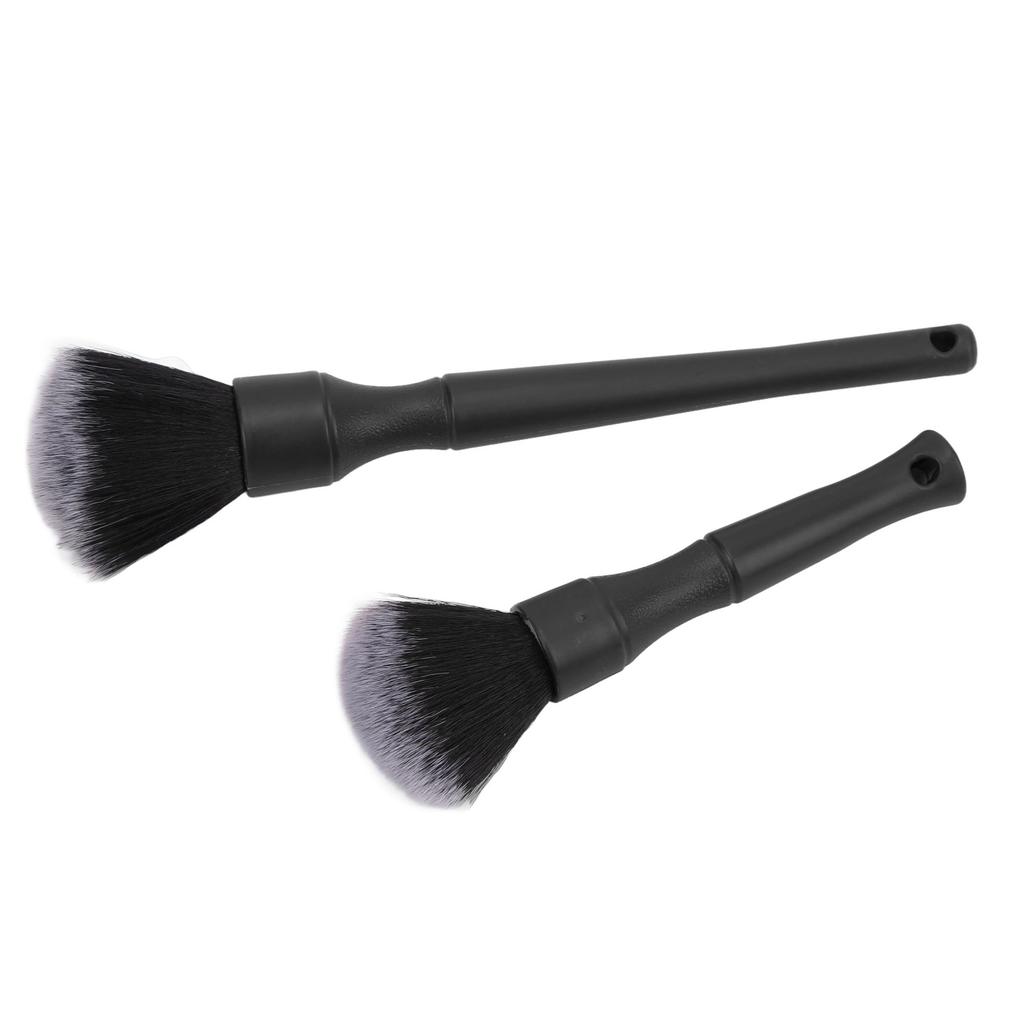2pcs Soft Car Detailing Brush Set Multi Purpose Automotive Cleaning Brush Universal for AutoBlack