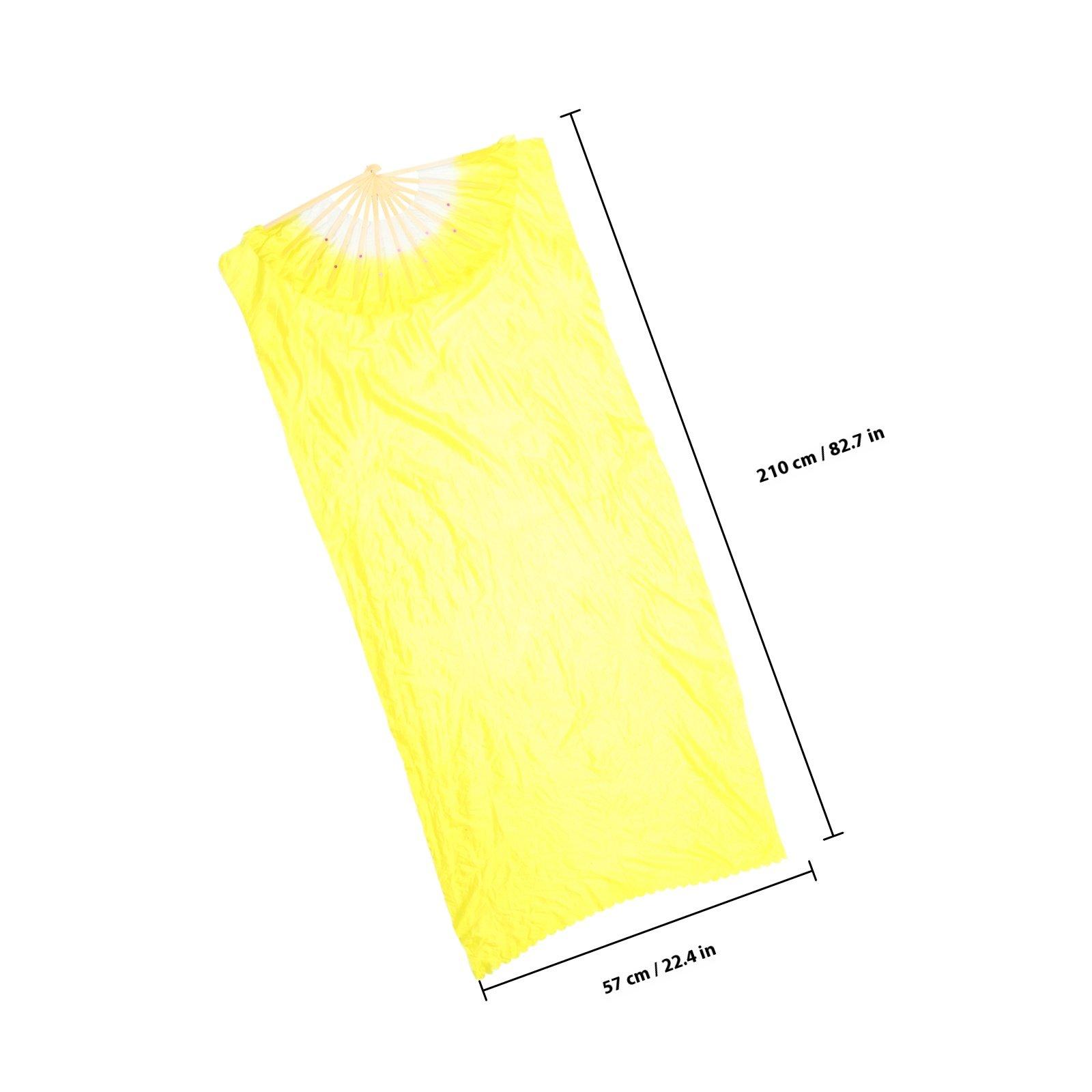 

Handmade Silk Belly Dance Fan Long Folding Fan with Bamboo Frame Lightweight Soft for Performance Wedding Halloween other жовтий