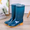 New Medium Tube Waterproof Rain Shoes Rain Boots Water Shoes Women's Fashion Adult Rubber Shoes Overshoes Velvet Water Boots Non-slip Work Summer
