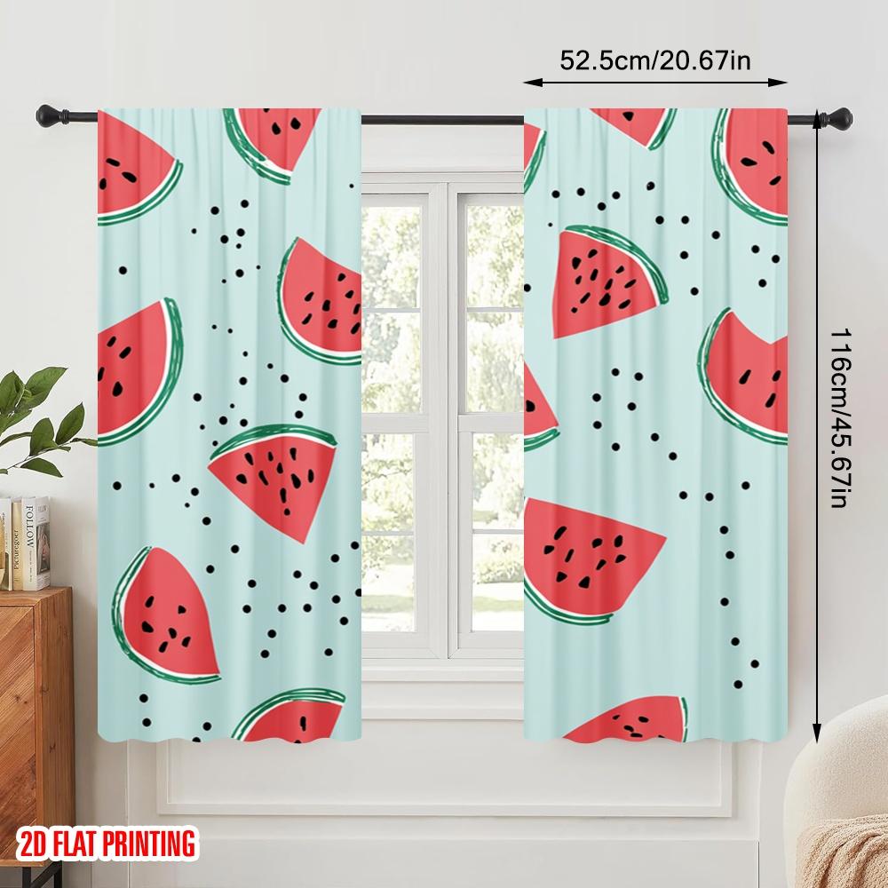 2 Stück, 2D-Flachdruck Vorhänge Rollos Wassermelonenscheiben verstreut Vielseitiges Polyester (ohne Stange) Außendekorationen