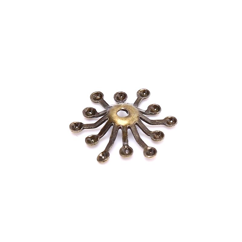 50Pcs Vintage Filigree Flower Wraps Connectors Metal Crafts Handmade Diy Jewelry