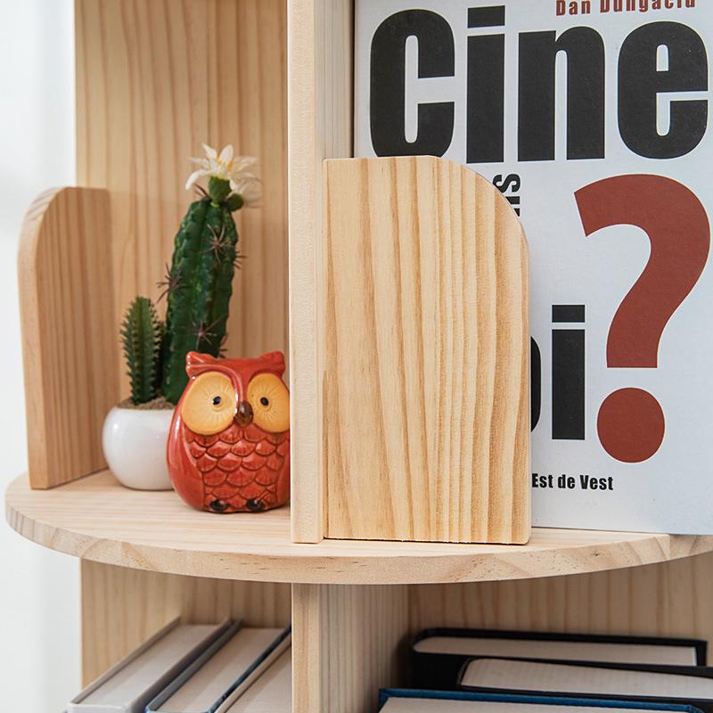 360° Rotating Children's Bookshelf: Floor-Standing, Desktop Pine Wood Storage Rack