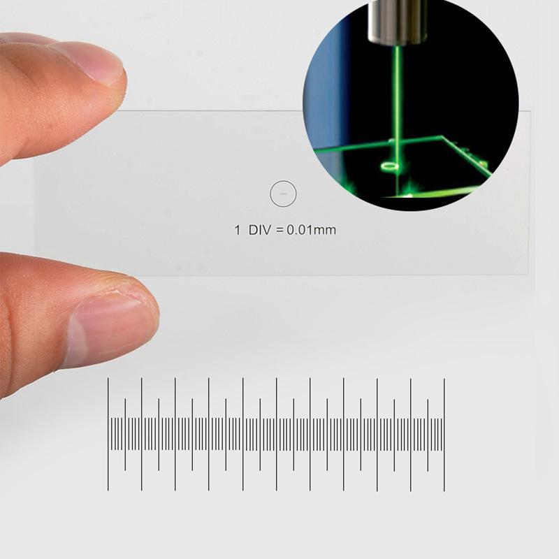 Micrómetro Ocular Diámetro 19Mm Vidrio Óptico Regla Cruzada Retículo Para Microscopio Biológico 23.2Mm Ocular Div 1 0.1 0.05 0.2 Mm