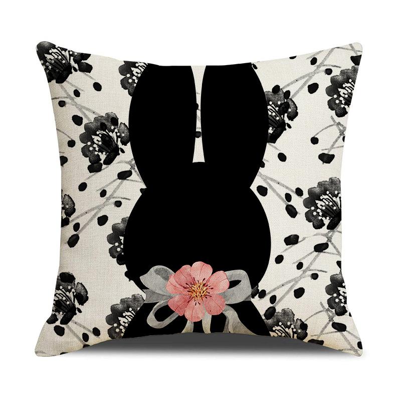 

New Easter Pillowcase Cartoon Print Cute Rabbit Pillow Living Room Decoration Sofa Pillow 45 * 45Cm (excluding pillow core)