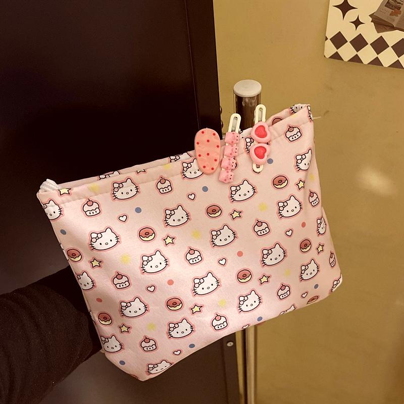 Söt Söt Sanrio Hello Kitty Sminkväska Flicka Kt Katt Sminkväska Stor Kapacitet Resa Bärbar Förvaringsväska Organizer Påse Present