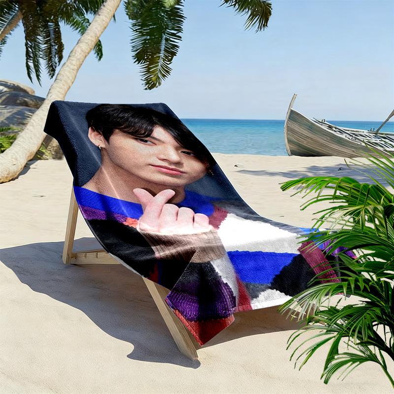 Jeon Jeongguk Print Beach Towel, Large Soft Quick Dry Towel for Beach Camping Swimming