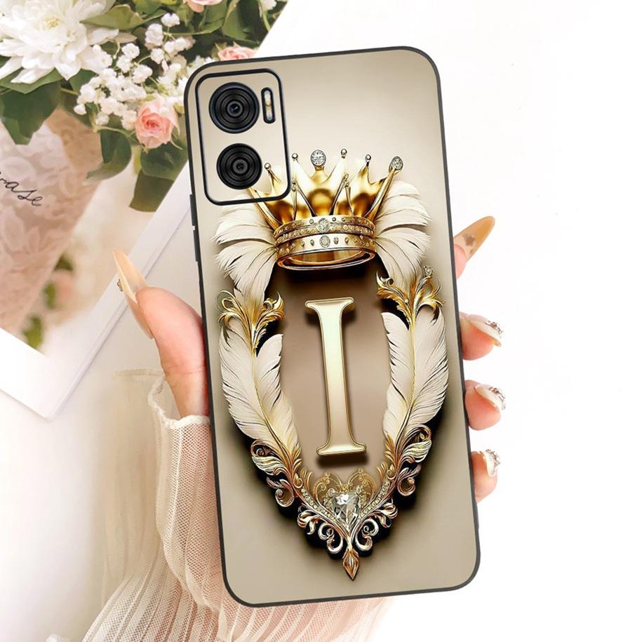 For Motorola Moto E22i E22 E22s Case Luxury Crown Letters Soft Silicone Back Cover For MotoE22 E 22 E 22i E 22s Shockproof Funda