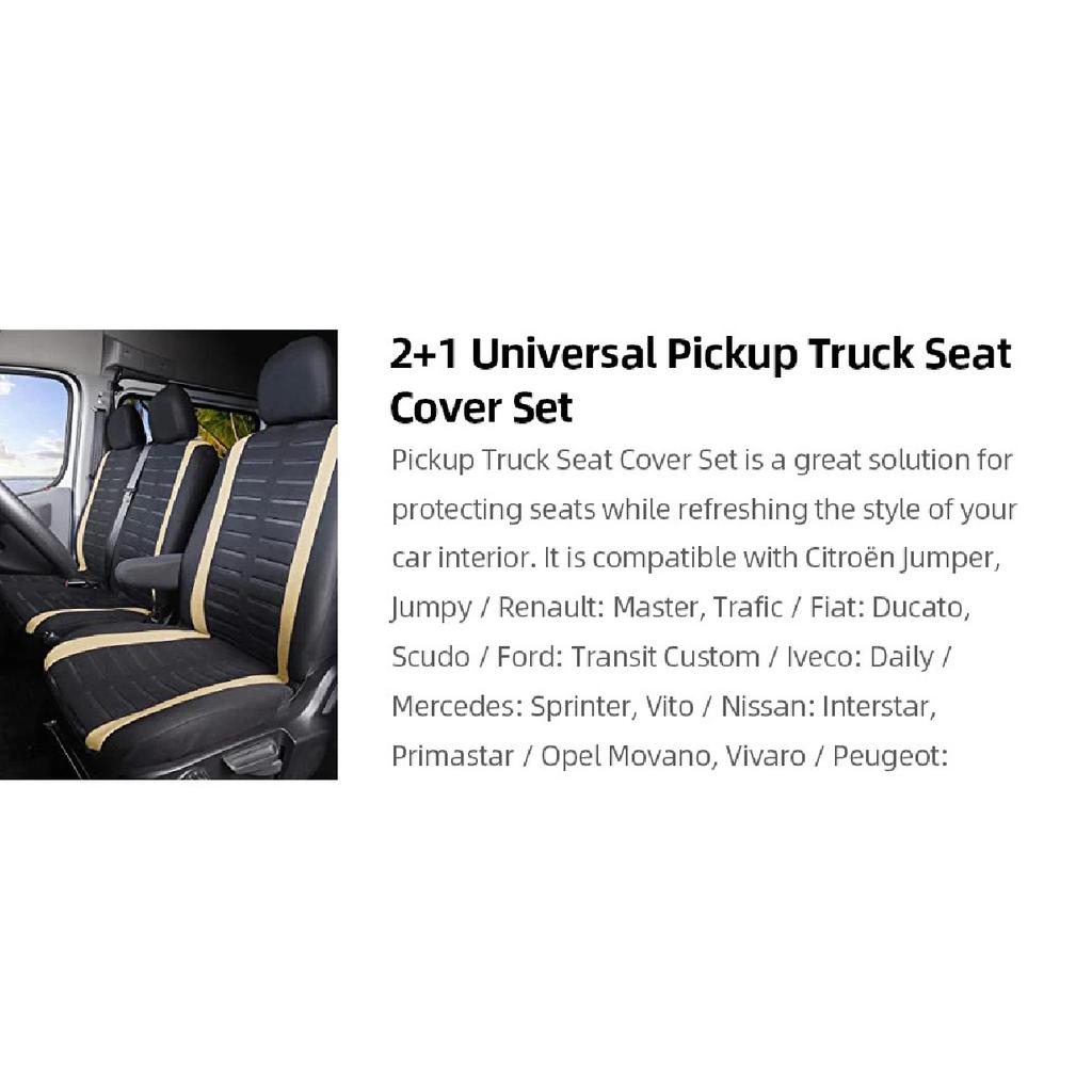 2+1 Seat Covers Car Seat Cover for Transporter/Van,Universal for 2+1 Car Seater,Truck Interior,for Renault Master 3 Seater