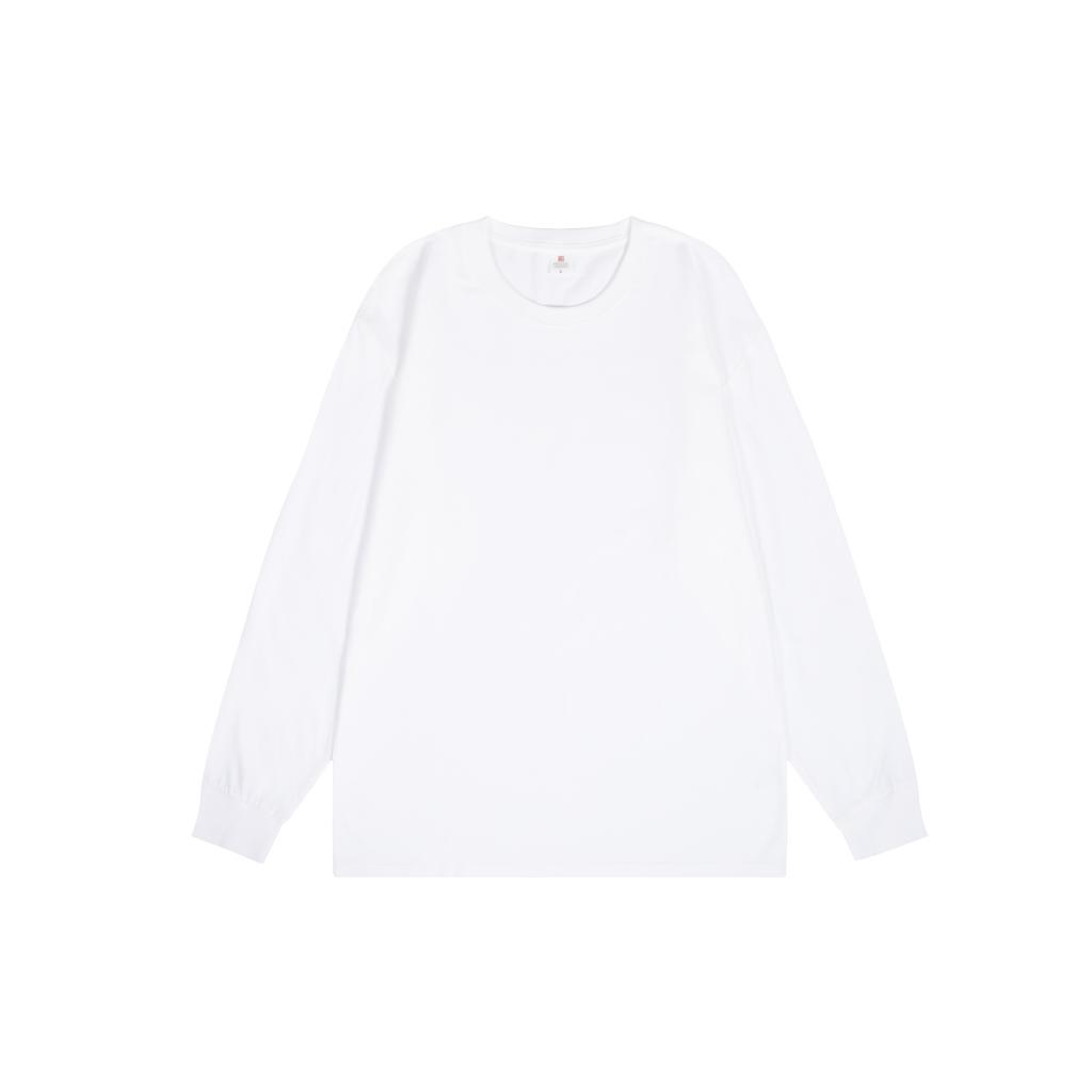 Basic Fall Winter 230g Premium Brand Solid Color Long-Sleeve T-Shirt for Men with Ribbed Cuffs Fashionable Casual Base Layer Women's Hoodie