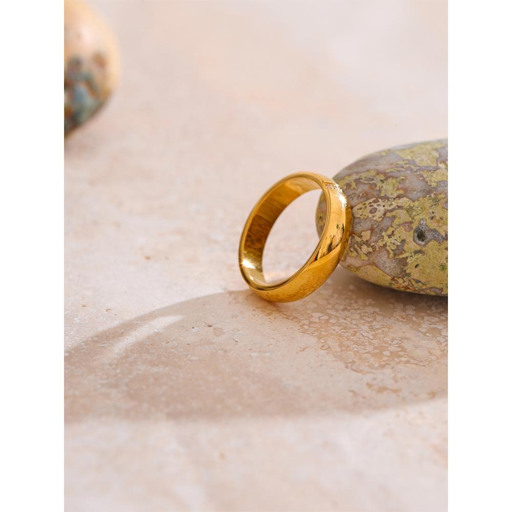 Eetit High Quality Polished Metal Cubic Zircon Golden PVD Ring Charm PVD Plated Stainless Steel Fashion Trend Jewelry
