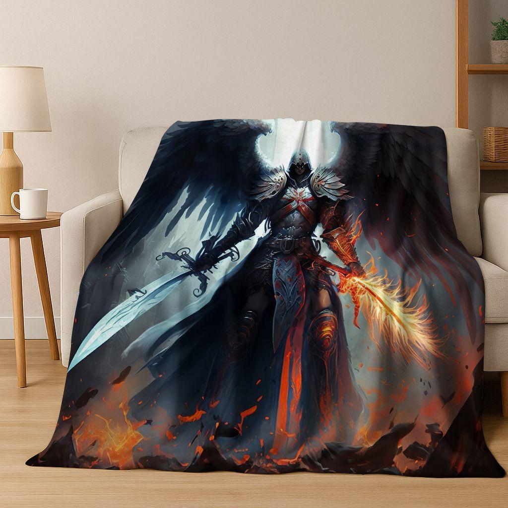Templar Blood Knight Honor Holy Crusader Cartoon Flannel Blanket,Cozy Soft Throw Blanket for Home Bedroom Bed Sofa Cover Gift