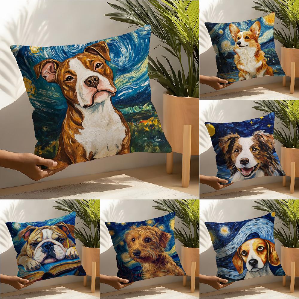 Catoon Starry Sky Dog Pillow Case Home Living Room Decoration Linen Pillow Cases Cushion Cover